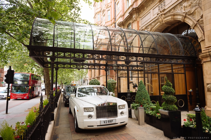 rolls royce car landmark hotel london weddings exterior