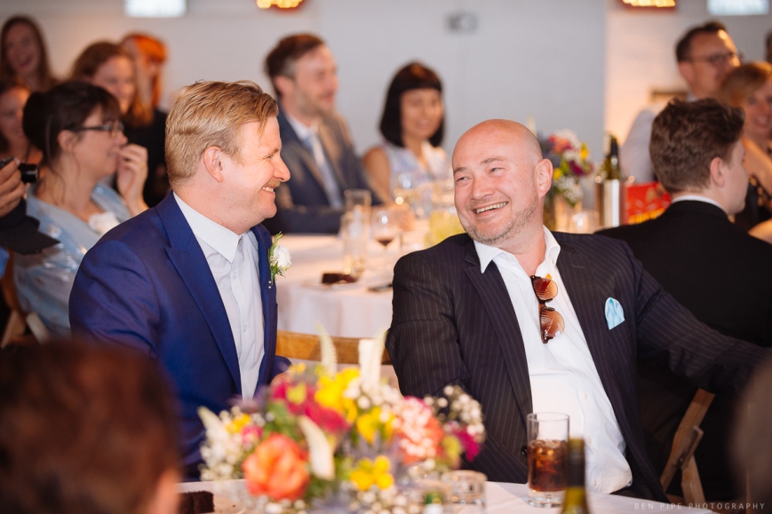 Speeches at Ruth & Arron's Wedding at Trinity Buoy Wharf, London by Ben Pipe Wedding Photography